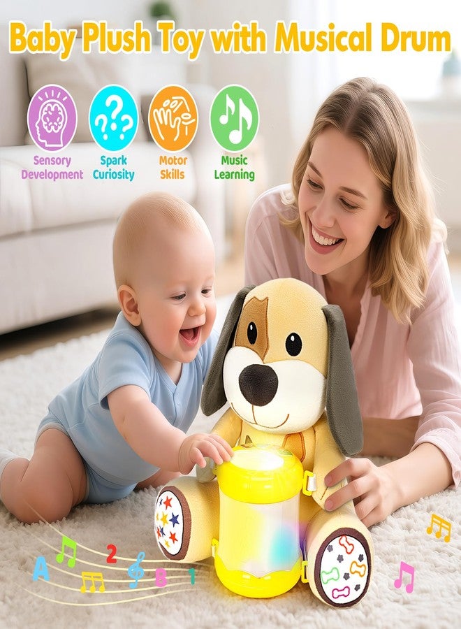 V-Opitos Stuffed Dog Musical Toys for Baby 6-12 Months+, Early Learning Light up Music Drum, Perfect Christmas Birthday Gifts for Boy & Girl Age 1, 2 Years Old - Image 2